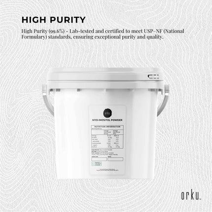Orku 3.5Kg Myo Inositol Powder Tub - USP Grade High Purity Unflavoured.