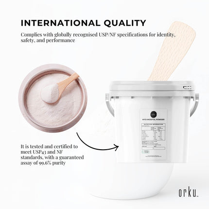 Orku 3.5Kg Myo Inositol Powder Tub - USP Grade High Purity Unflavoured.