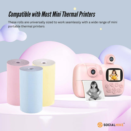 Social Hike 5 Pack Thermal Paper Camera Rolls - Instant Print Printer Refill.