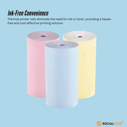 Social Hike 5 Pack Thermal Paper Camera Rolls - Instant Print Printer Refill.