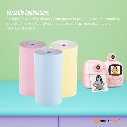Social Hike 5 Pack Thermal Paper Camera Rolls - Instant Print Printer Refill.