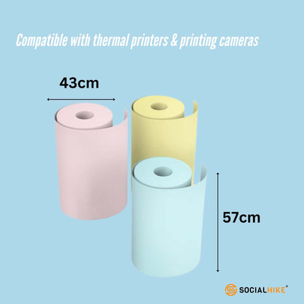 Social Hike 5 Pack Thermal Paper Camera Rolls - Instant Print Printer Refill.