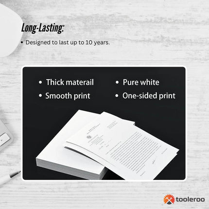 Tooleroo 100x Sheets A4 Thermal Printer Paper White - BPA Free.