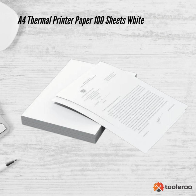 Tooleroo 100x Sheets A4 Thermal Printer Paper White - BPA Free.