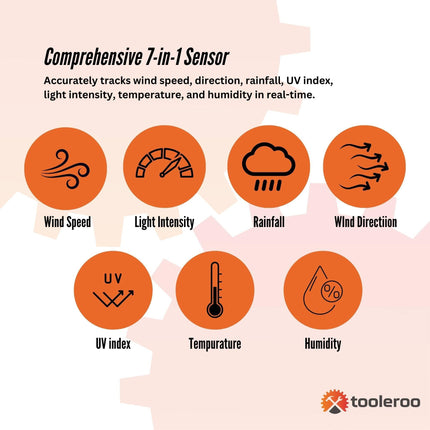 Tooleroo Weather Station 7-in-1 Professional Home Forecast Outdoor Sensor.