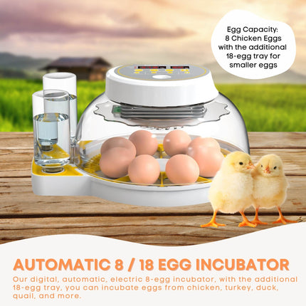 Automatic 8 / 18 Egg Incubator - Electrical Turning Chicken Quail Duck Hatching.