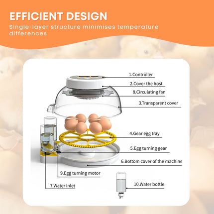 Automatic 8 / 18 Egg Incubator - Electrical Turning Chicken Quail Duck Hatching.