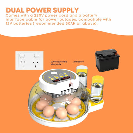 Automatic 8 / 18 Egg Incubator - Electrical Turning Chicken Quail Duck Hatching.