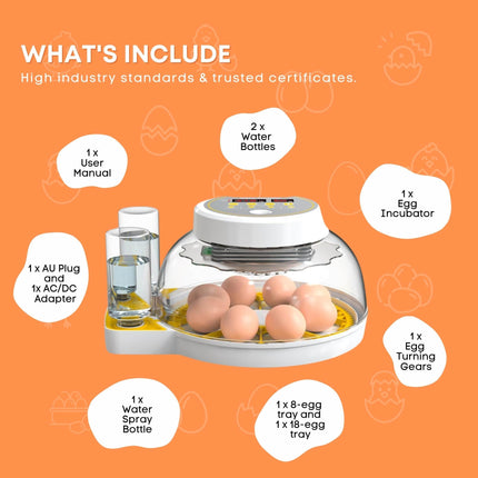 Automatic 8 / 18 Egg Incubator - Electrical Turning Chicken Quail Duck Hatching.