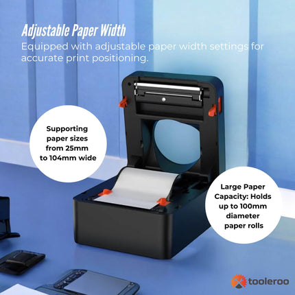 Tooleroo Bluetooth Thermal Label Printer - USB POS Receipt Shipping Printing.