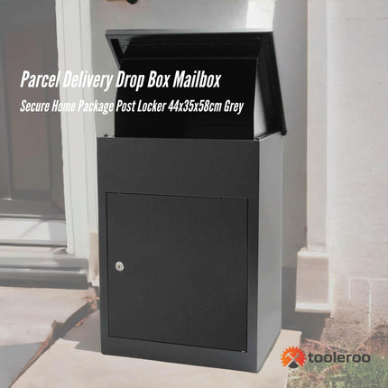 Parcel Delivery Drop Box Mailbox - Secure Home Package Locker 44x35x58cm Grey.