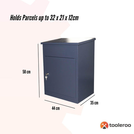 Parcel Delivery Drop Box Mailbox - Secure Home Package Locker 44x35x58cm Grey.
