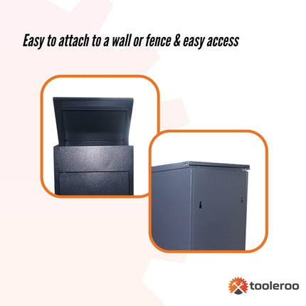 Parcel Delivery Drop Box Mailbox - Secure Home Package Locker 44x35x58cm Grey.