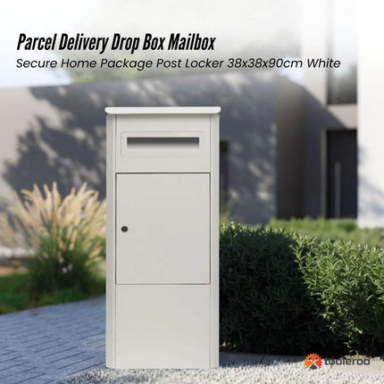Parcel Delivery Drop Box Mailbox - Secure Home Package Locker 38x38x90cm White.