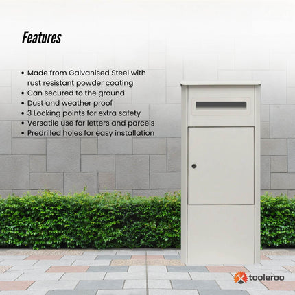Parcel Delivery Drop Box Mailbox - Secure Home Package Locker 38x38x90cm White.