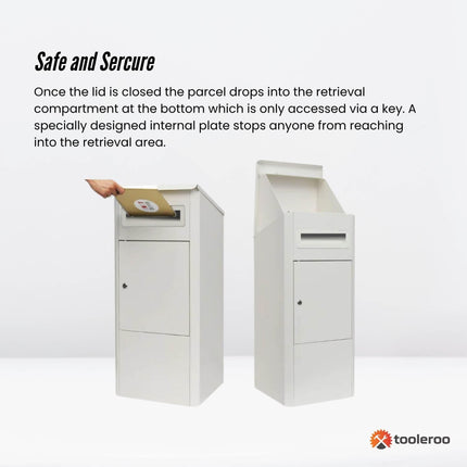 Parcel Delivery Drop Box Mailbox - Secure Home Package Locker 38x38x90cm White.