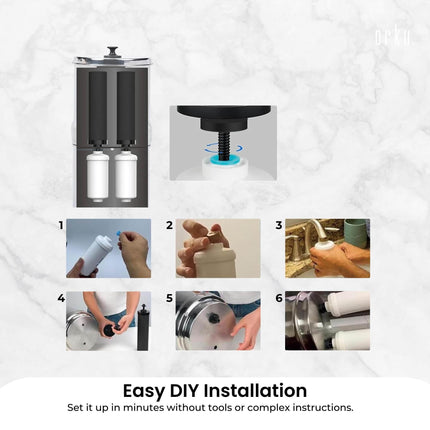 Orku 8.5L Gravity Benchtop Water Filter - Stainless Steel Fluoride Removal.