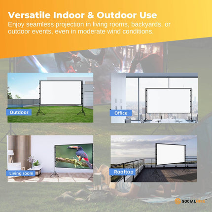 120” Portable Movie Projector Screen - Outdoor Indoor 16:9 4K Tripod Stand Case.
