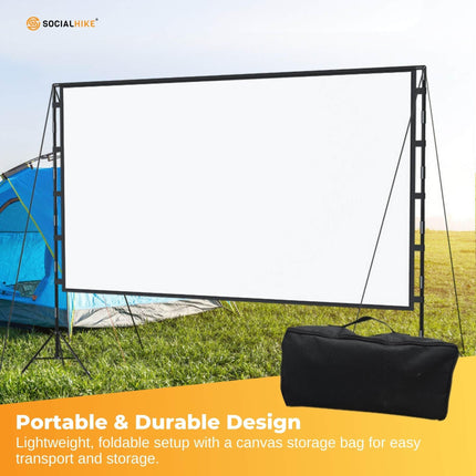 120” Portable Movie Projector Screen - Outdoor Indoor 16:9 4K Tripod Stand Case.