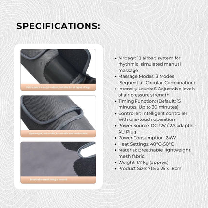 Orku Air Compression Leg Knee Foot Massager with Heat - Relaxation and Recovery.