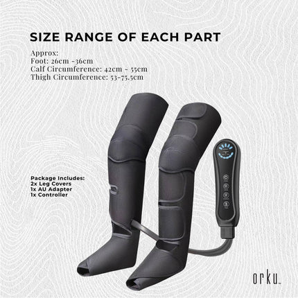 Orku Air Compression Leg Knee Foot Massager with Heat - Relaxation and Recovery.