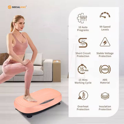 Social Hike Vibration Plate Machine - Vibrating Exercise Platform Pink.