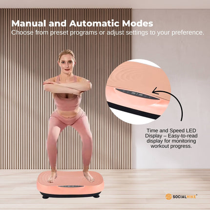 Social Hike Vibration Plate Machine - Vibrating Exercise Platform Pink.