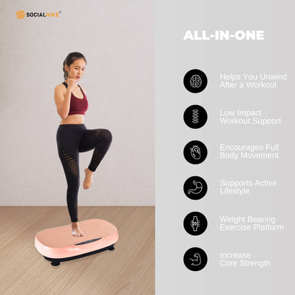 Social Hike Vibration Plate Machine - Vibrating Exercise Platform Pink.