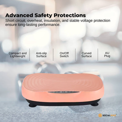Social Hike Vibration Plate Machine - Vibrating Exercise Platform Pink.