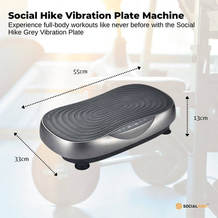 Social Hike Vibration Plate Machine - Vibrating Exercise Platform Grey.