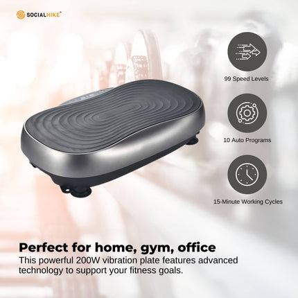 Social Hike Vibration Plate Machine - Vibrating Exercise Platform Grey.
