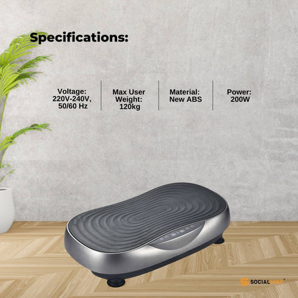 Social Hike Vibration Plate Machine - Vibrating Exercise Platform Grey.