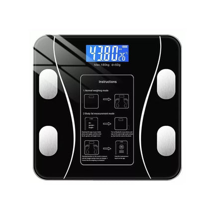 Bluetooth Smart Body Fat Scale Black - Digital BMI Weight USB Recharge with App.