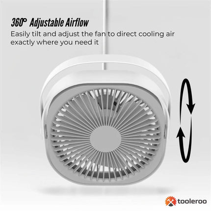 3-Speed USB 20cm Desktop Fan - Quiet Portable Lightweight Rechargeable Cooler.