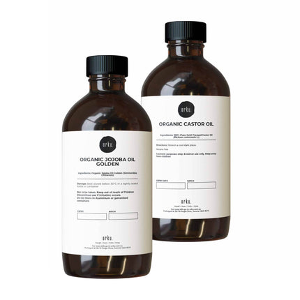 Orku 500ml Organic Castor Oil and 500ml Organic Jojoba Oil Pack.