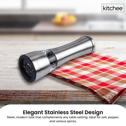 Kitchee Stainless Steel Salt Pepper Spice Grinder Mill - Adjustable Coarseness.