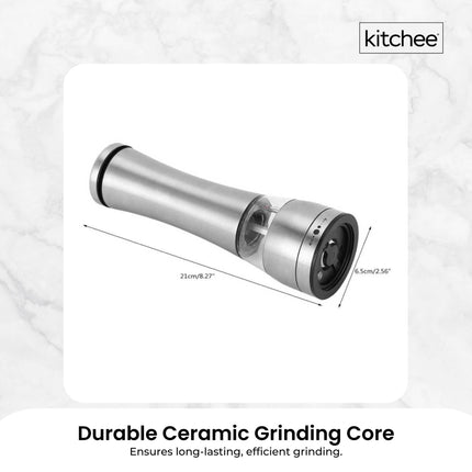 Kitchee Stainless Steel Salt Pepper Spice Grinder Mill - Adjustable Coarseness.