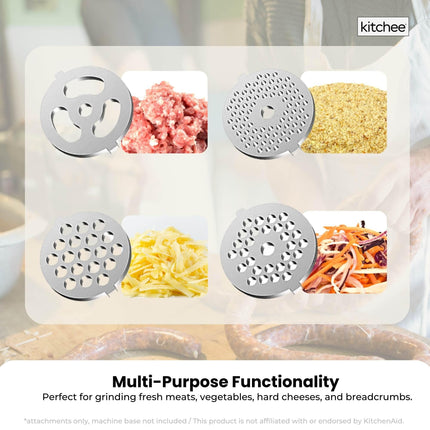 Kitchee Meat Food Grinder Sausage Attachment - Compatible with KitchenAid Mixers.