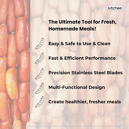 Kitchee Meat Food Grinder Sausage Attachment - Compatible with KitchenAid Mixers.