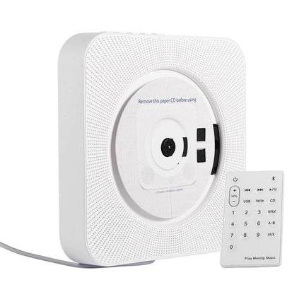 Tooleroo Wall Mountable CD Player Speaker - Bluetooth HiFi FM Radio White.