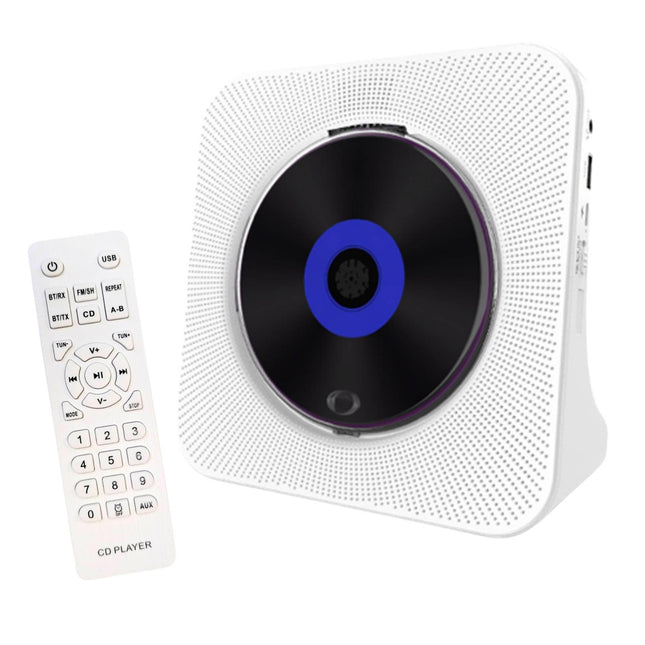 Tooleroo USB Rechargeable Desktop CD Player Speaker – Bluetooth Portable White.