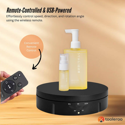Tooleroo Electric 360 Rotating Product Display Stand for Merchandise Video Black.