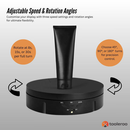 Tooleroo Electric 360 Rotating Product Display Stand for Merchandise Video Black.