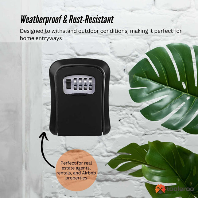Tooleroo Wall Mount Key Lock Box – 4-Digit Safe Weatherproof Secure Storage.