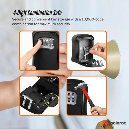 Tooleroo Wall Mount Key Lock Box – 4-Digit Safe Weatherproof Secure Storage.