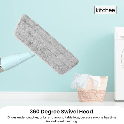 Kitchee Refillable Spray Floor Mop with Reusable & Washable Multi-Surface Microfibre Pad.
