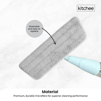 Kitchee Refillable Spray Floor Mop with Reusable & Washable Multi-Surface Microfibre Pad.