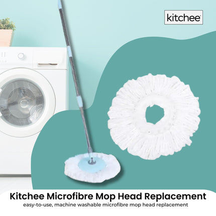 Kitchee Microfibre Mop Head Replacement for Kitchee Spin Mop - White Round.