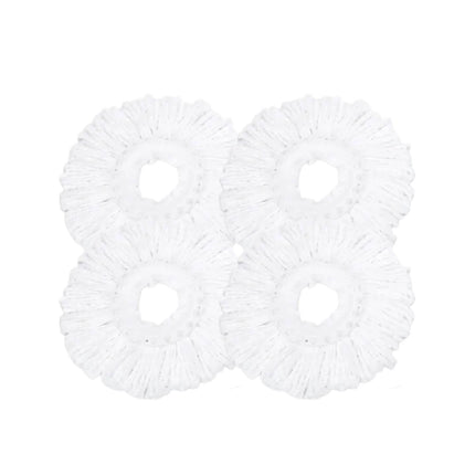4x Kitchee Microfibre Mop Head Replacement for Kitchee Spin Mop - White Round.