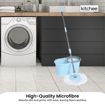 4x Kitchee Microfibre Mop Head Replacement for Kitchee Spin Mop - White Round.